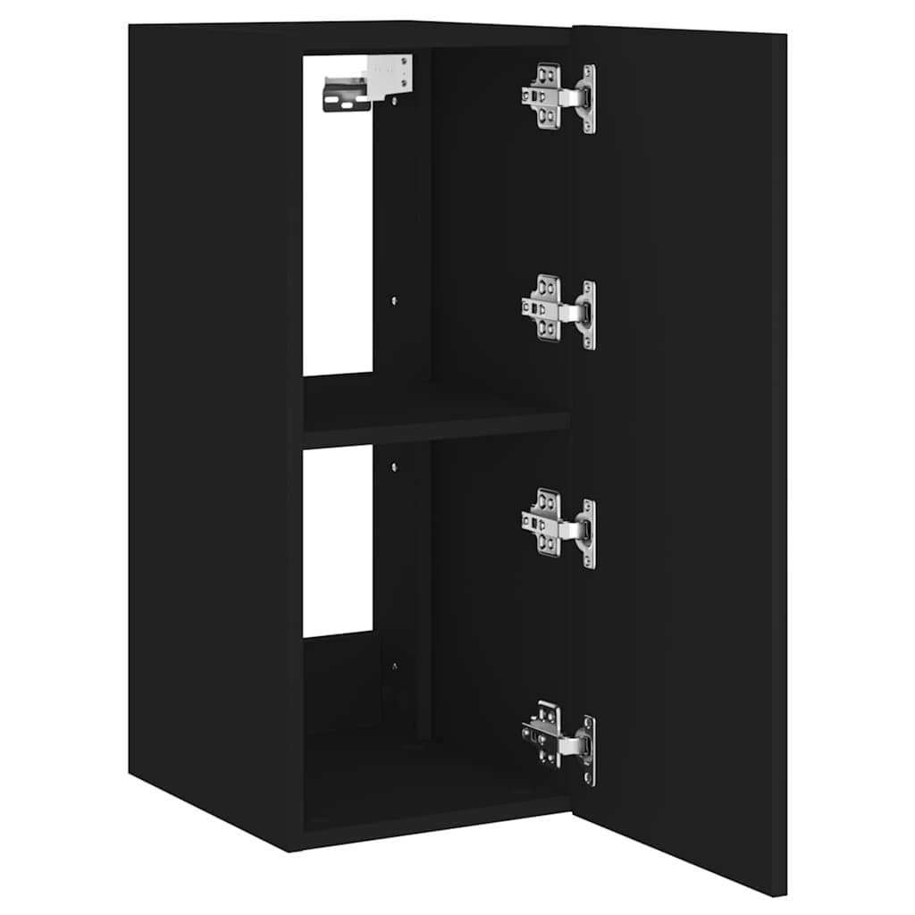 vidaXL Ścienna szafka TV z LED, czarna, 30,5x35x70 cm