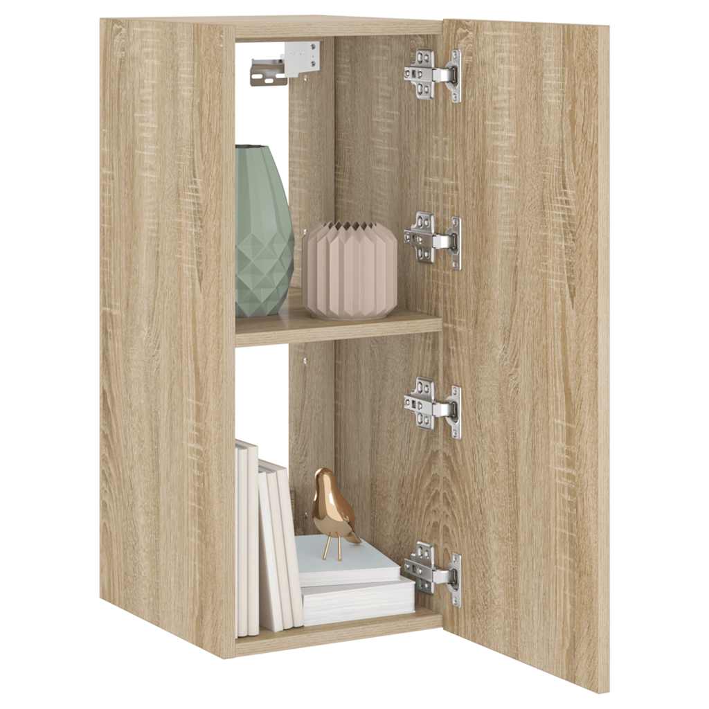 vidaXL Ścienna szafka TV z LED, dąb sonoma, 30,5x35x70 cm