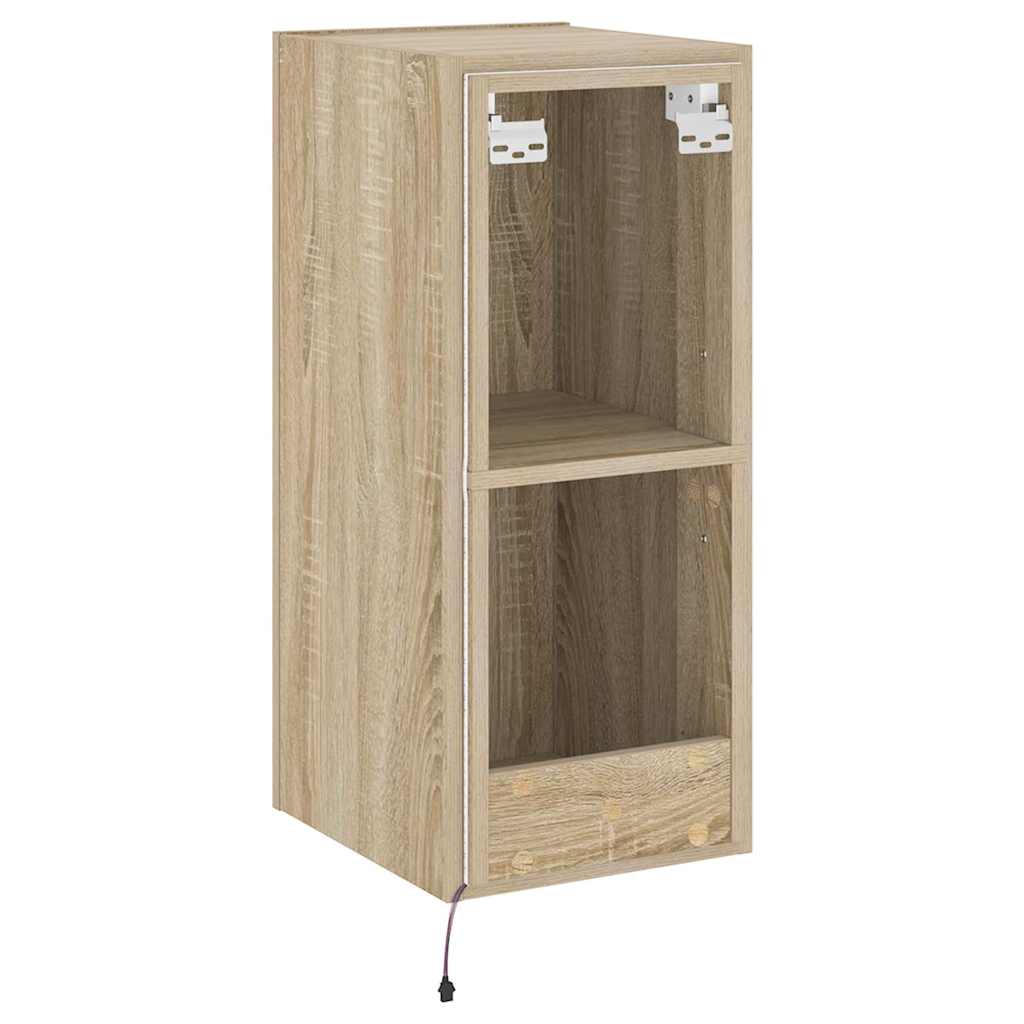 vidaXL Ścienna szafka TV z LED, dąb sonoma, 30,5x35x70 cm