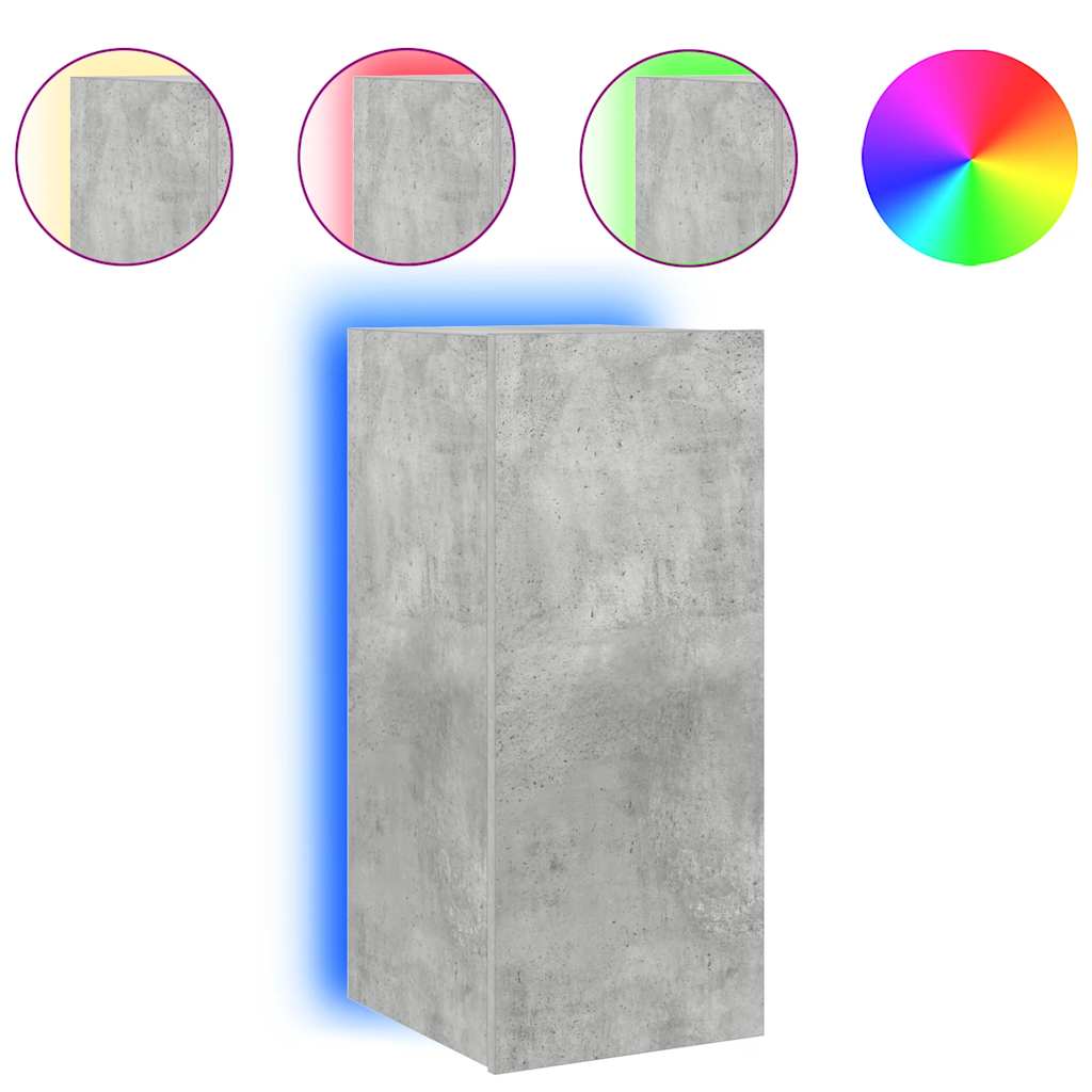 vidaXL Ścienna szafka TV z LED, szarość betonu, 30,5x35x70 cm