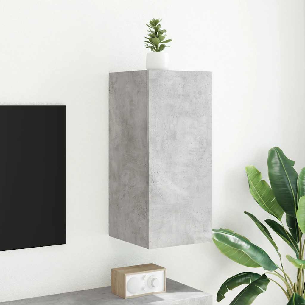 vidaXL Ścienna szafka TV z LED, szarość betonu, 30,5x35x70 cm