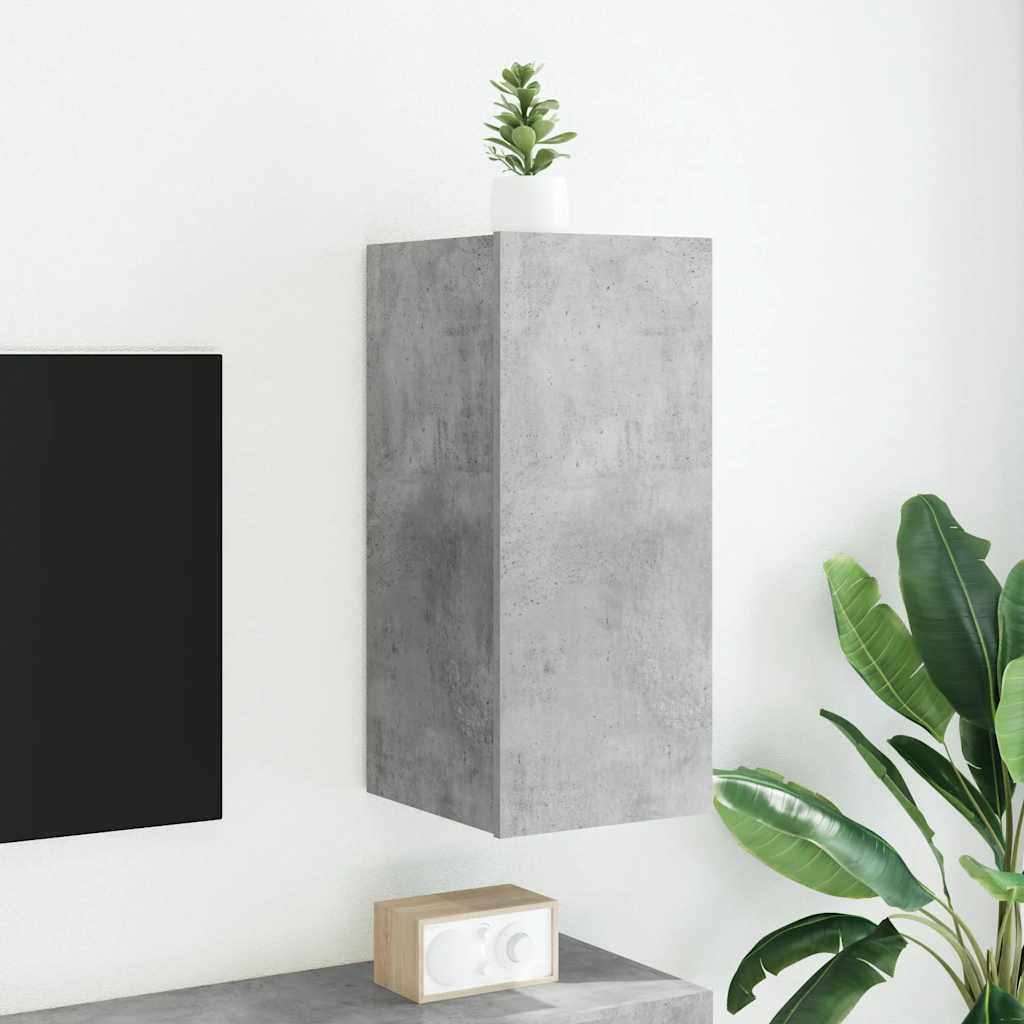 vidaXL Ścienna szafka TV z LED, szarość betonu, 30,5x35x70 cm
