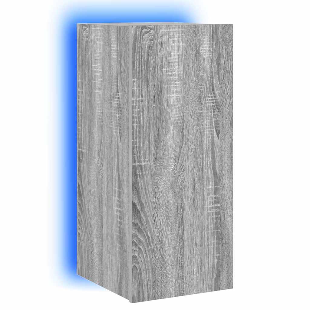 vidaXL Ścienna szafka TV z LED, szary dąb sonoma, 30,5x35x70 cm