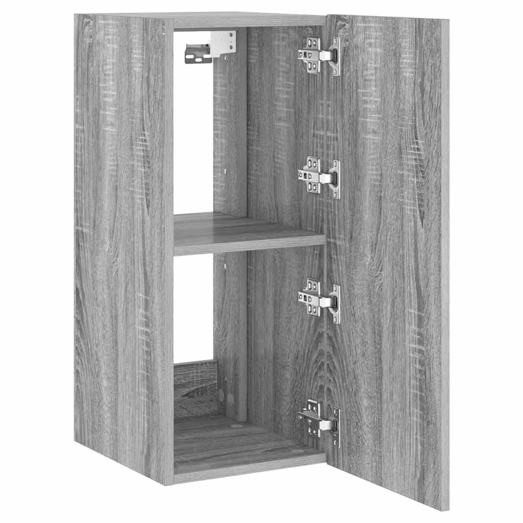vidaXL Ścienna szafka TV z LED, szary dąb sonoma, 30,5x35x70 cm