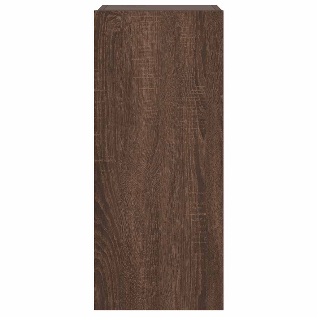 vidaXL Ścienna szafka TV z LED, brązowy dąb, 30,5x35x70 cm