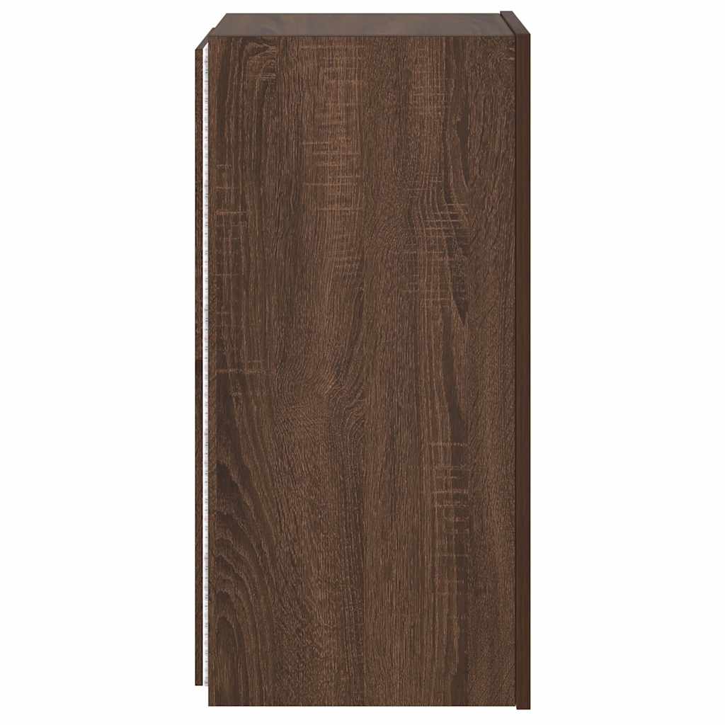 vidaXL Ścienna szafka TV z LED, brązowy dąb, 30,5x35x70 cm