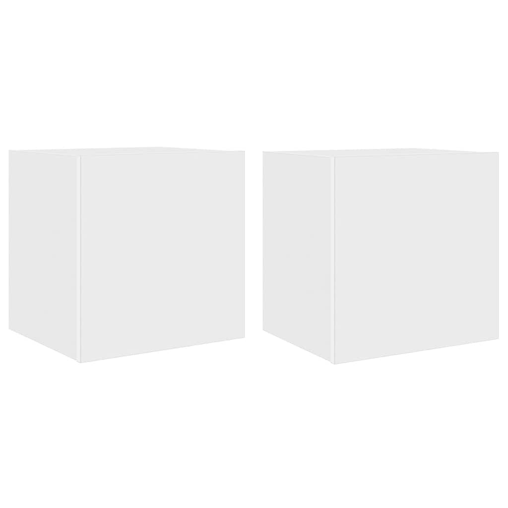 vidaXL Ścienne szafki TV z LED, 2 szt., białe, 40,5x35x40 cm