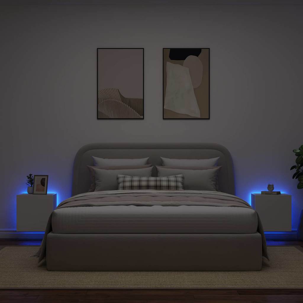 vidaXL Ścienne szafki TV z LED, 2 szt., białe, 40,5x35x40 cm