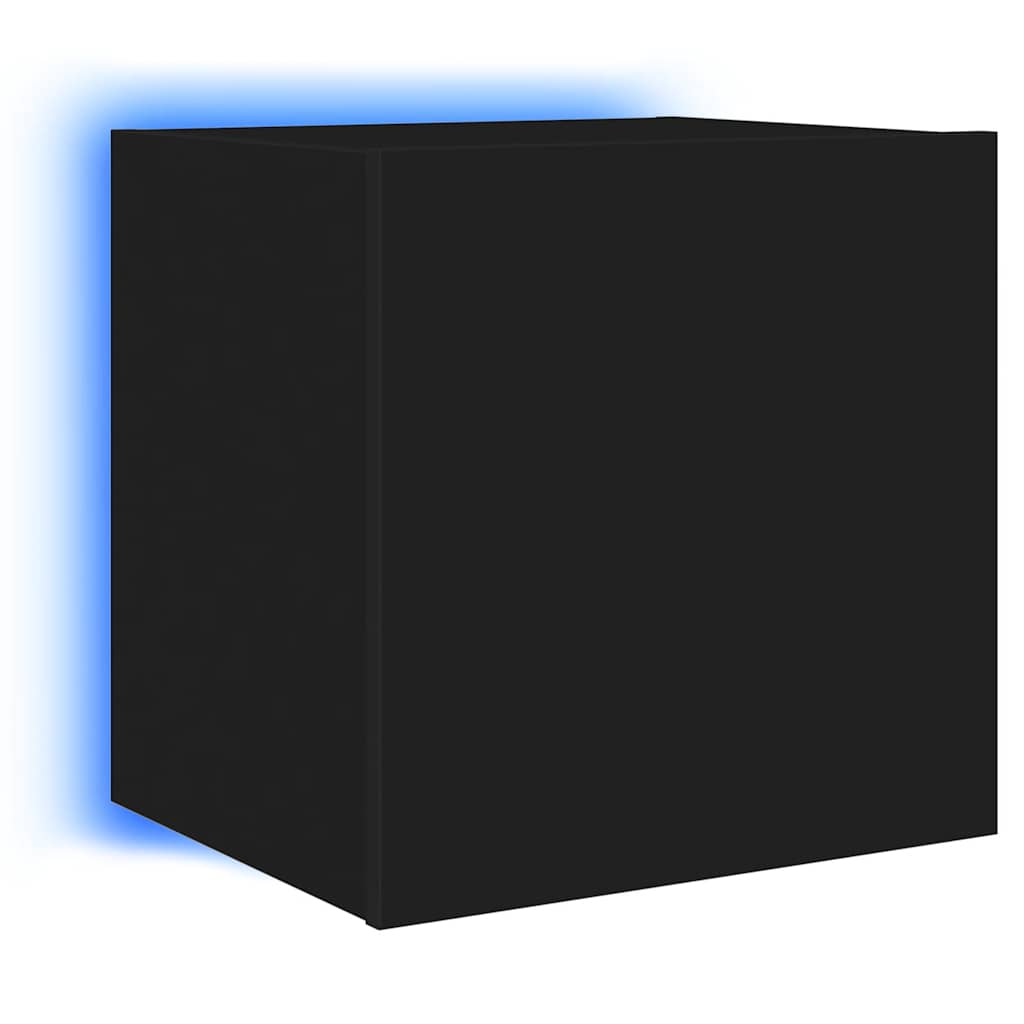vidaXL Ścienna szafka TV z LED, czarna, 40,5x35x40 cm