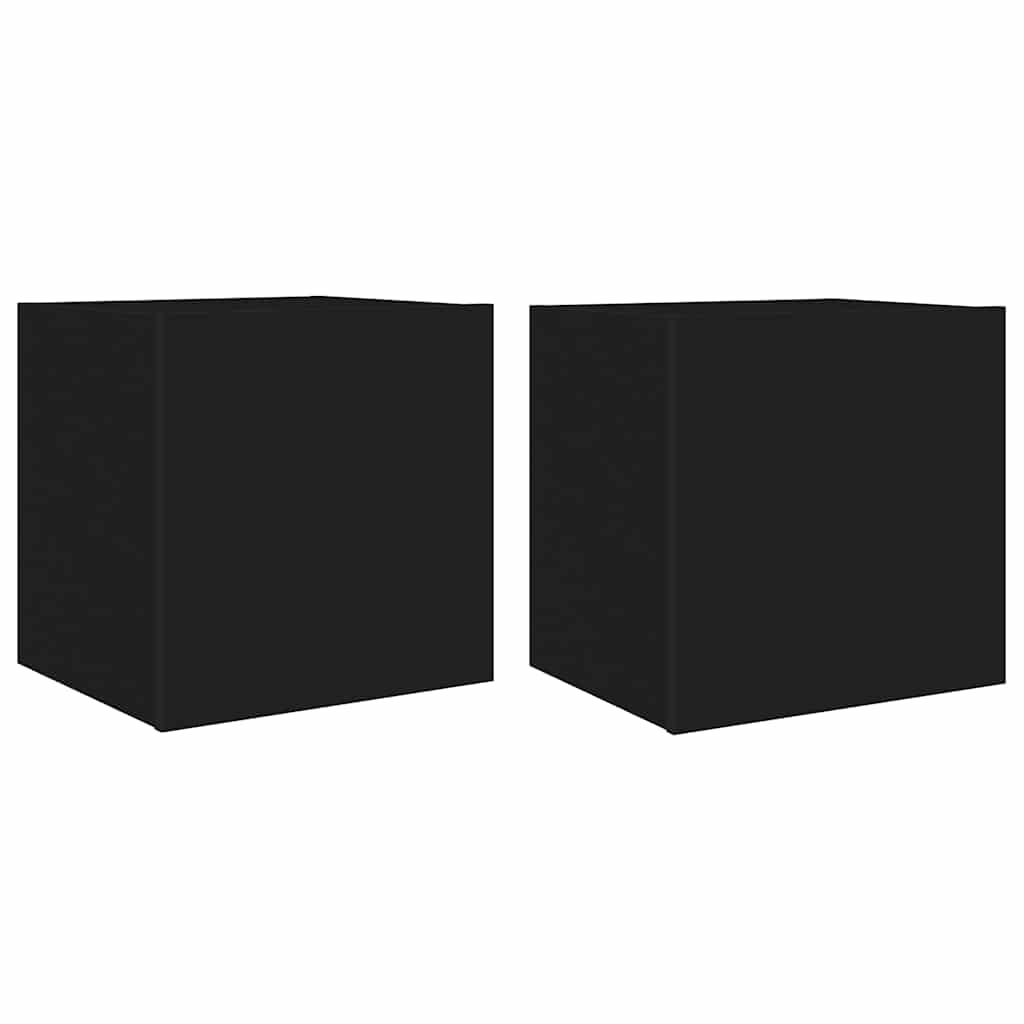 vidaXL Ścienne szafki TV z LED, 2 szt., czarne, 40,5x35x40 cm