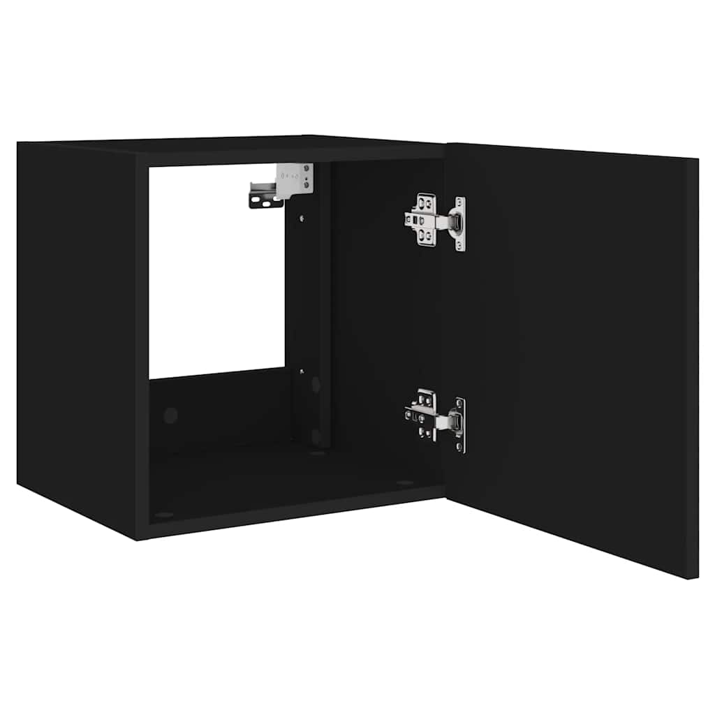 vidaXL Ścienne szafki TV z LED, 2 szt., czarne, 40,5x35x40 cm