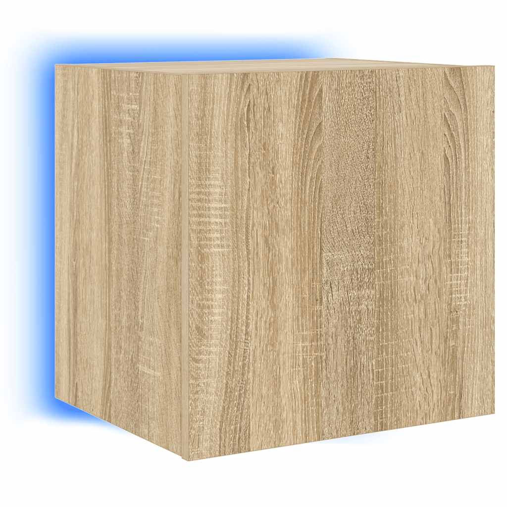 vidaXL Ścienna szafka TV z LED, dąb sonoma, 40,5x35x40 cm