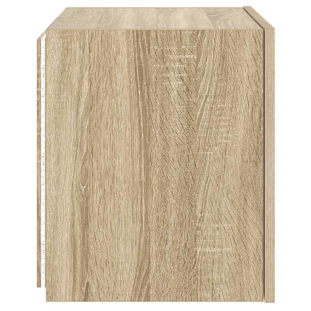 vidaXL Ścienna szafka TV z LED, dąb sonoma, 40,5x35x40 cm