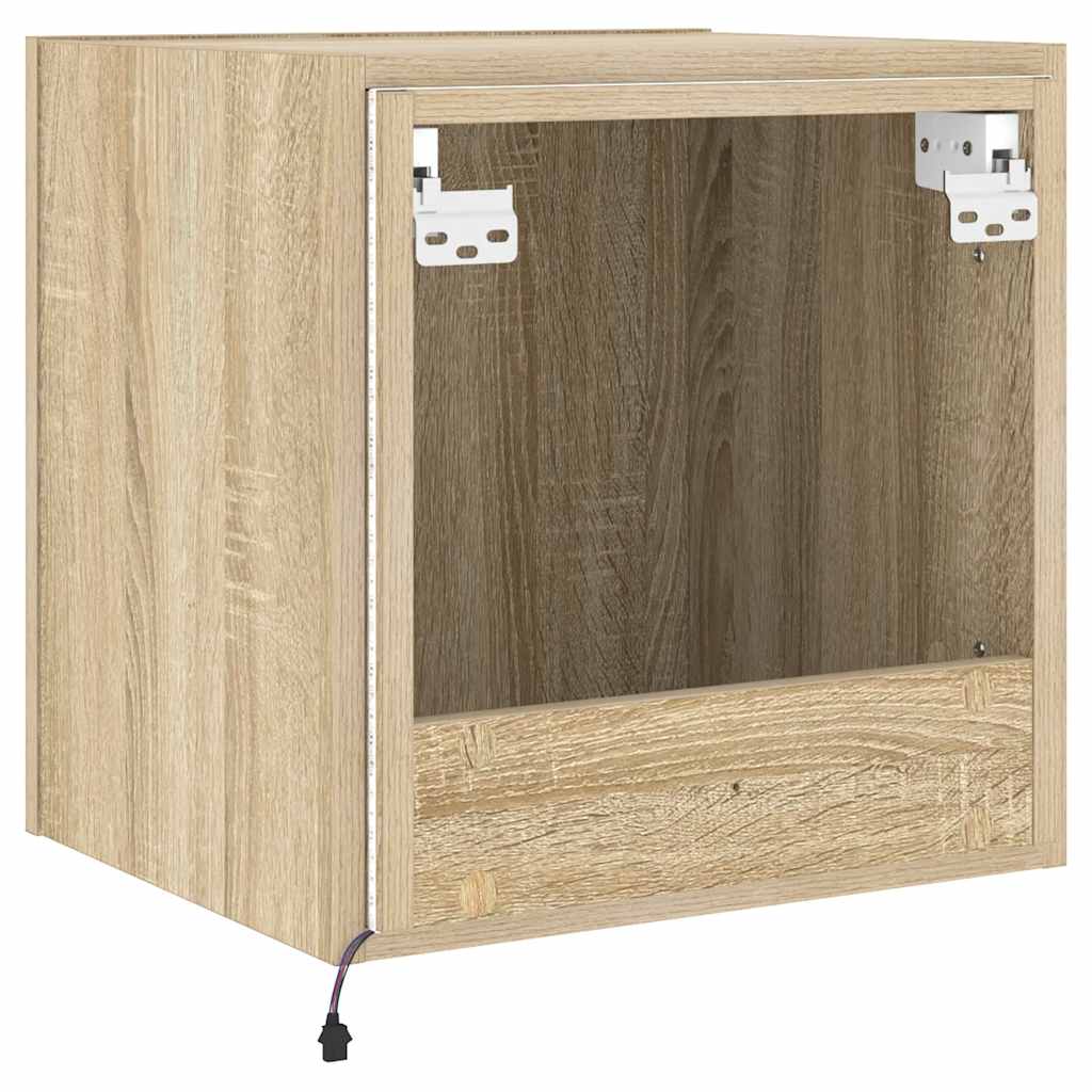 vidaXL Ścienna szafka TV z LED, dąb sonoma, 40,5x35x40 cm