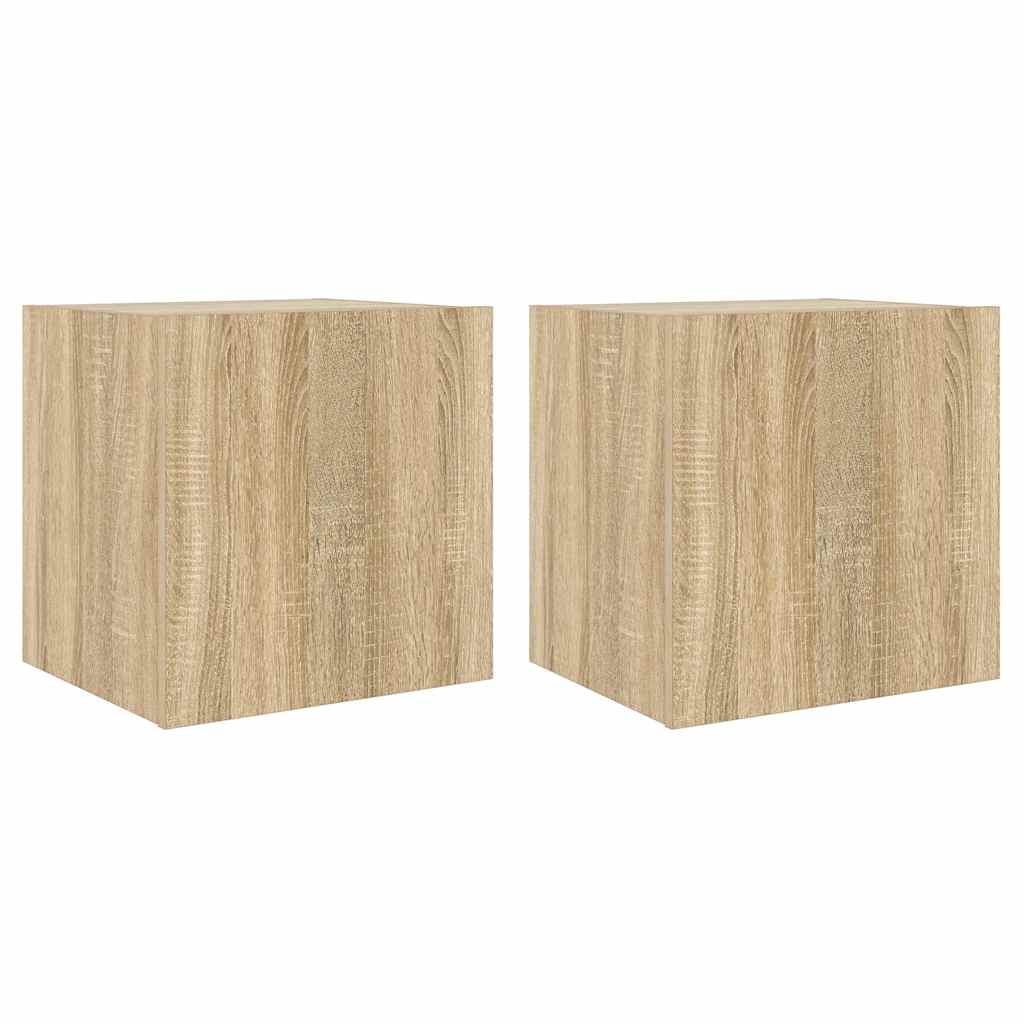 vidaXL Ścienne szafki TV z LED, 2 szt., dąb sonoma, 40,5x35x40 cm
