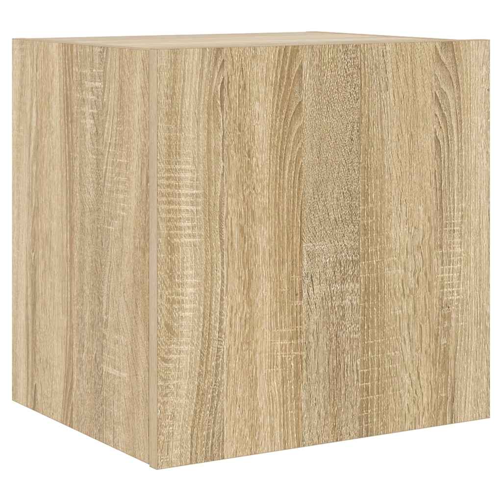 vidaXL Ścienne szafki TV z LED, 2 szt., dąb sonoma, 40,5x35x40 cm