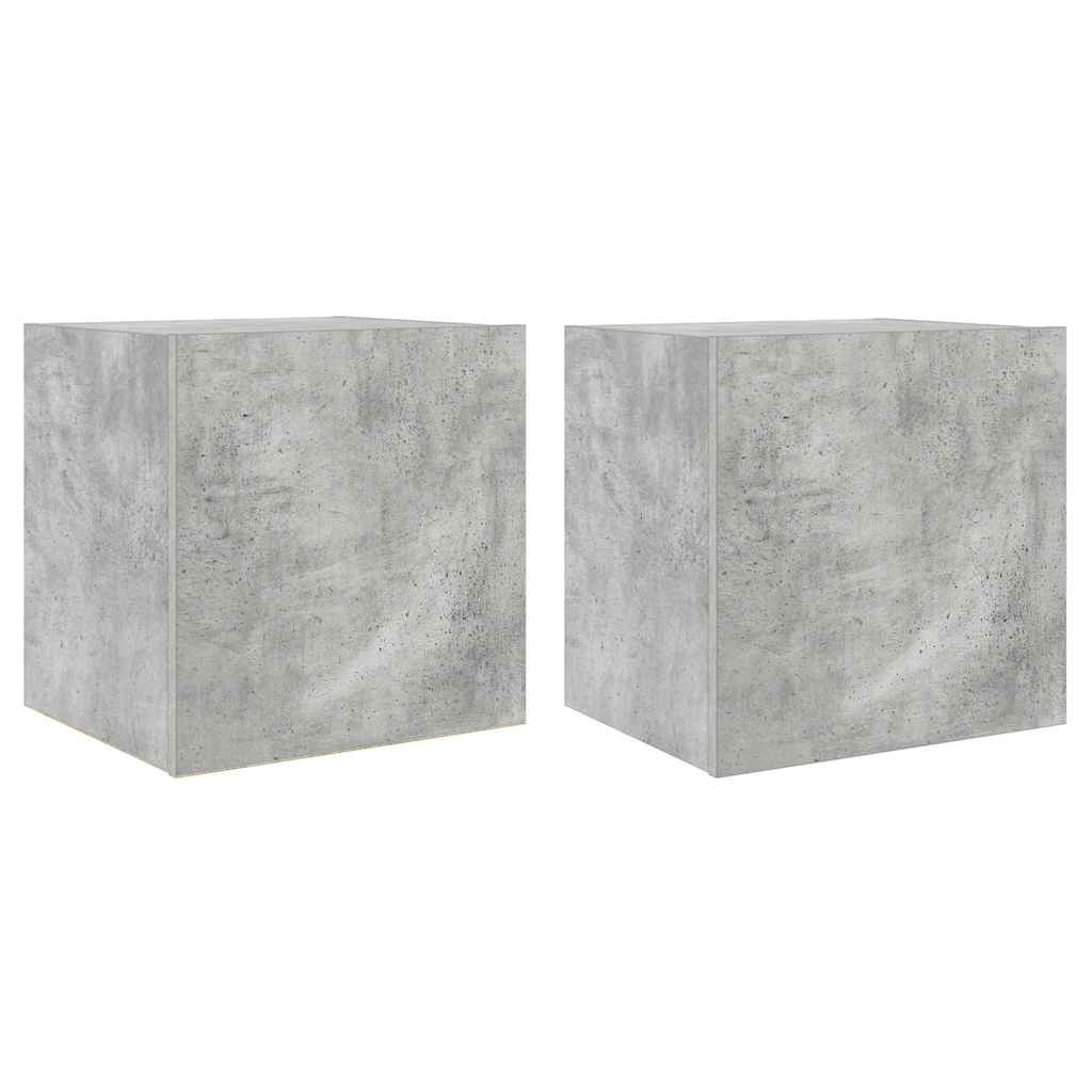 vidaXL Ścienne szafki TV z LED, 2 szt., szarość betonu, 40,5x35x40 cm