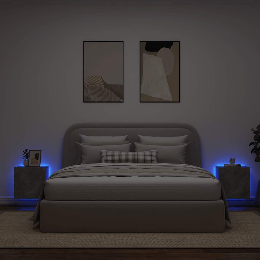 vidaXL Ścienne szafki TV z LED, 2 szt., szarość betonu, 40,5x35x40 cm