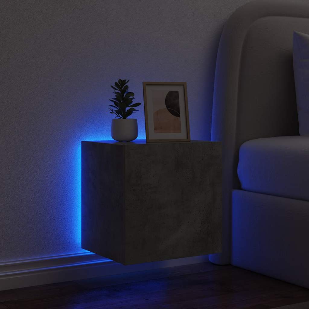 vidaXL Ścienne szafki TV z LED, 2 szt., szarość betonu, 40,5x35x40 cm