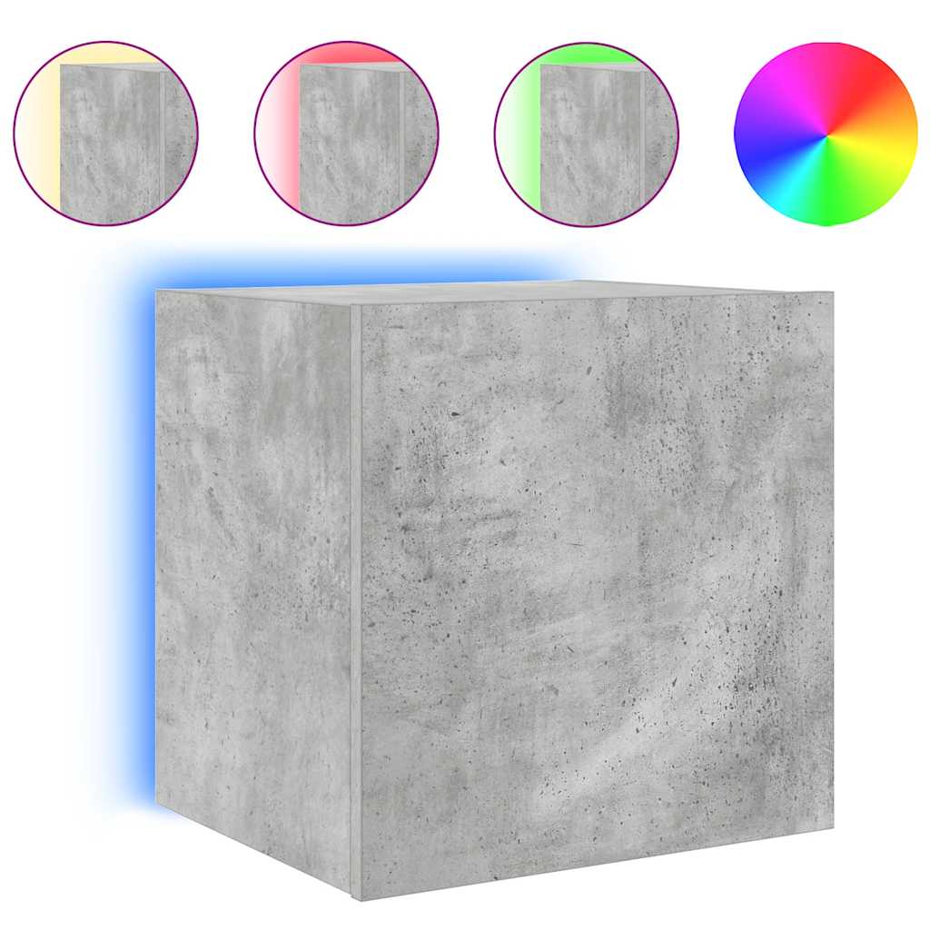 vidaXL Ścienne szafki TV z LED, 2 szt., szarość betonu, 40,5x35x40 cm
