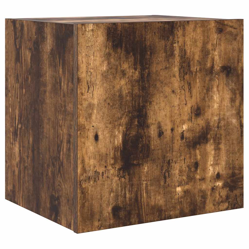 vidaXL Ścienna szafka TV z LED, przydymiony dąb, 40,5x35x40 cm