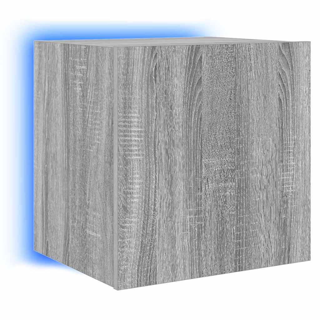 vidaXL Ścienna szafka TV z LED, szary dąb sonoma, 40,5x35x40 cm