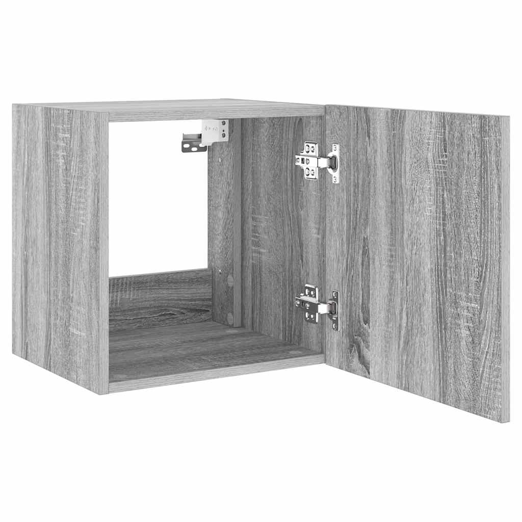 vidaXL Ścienna szafka TV z LED, szary dąb sonoma, 40,5x35x40 cm