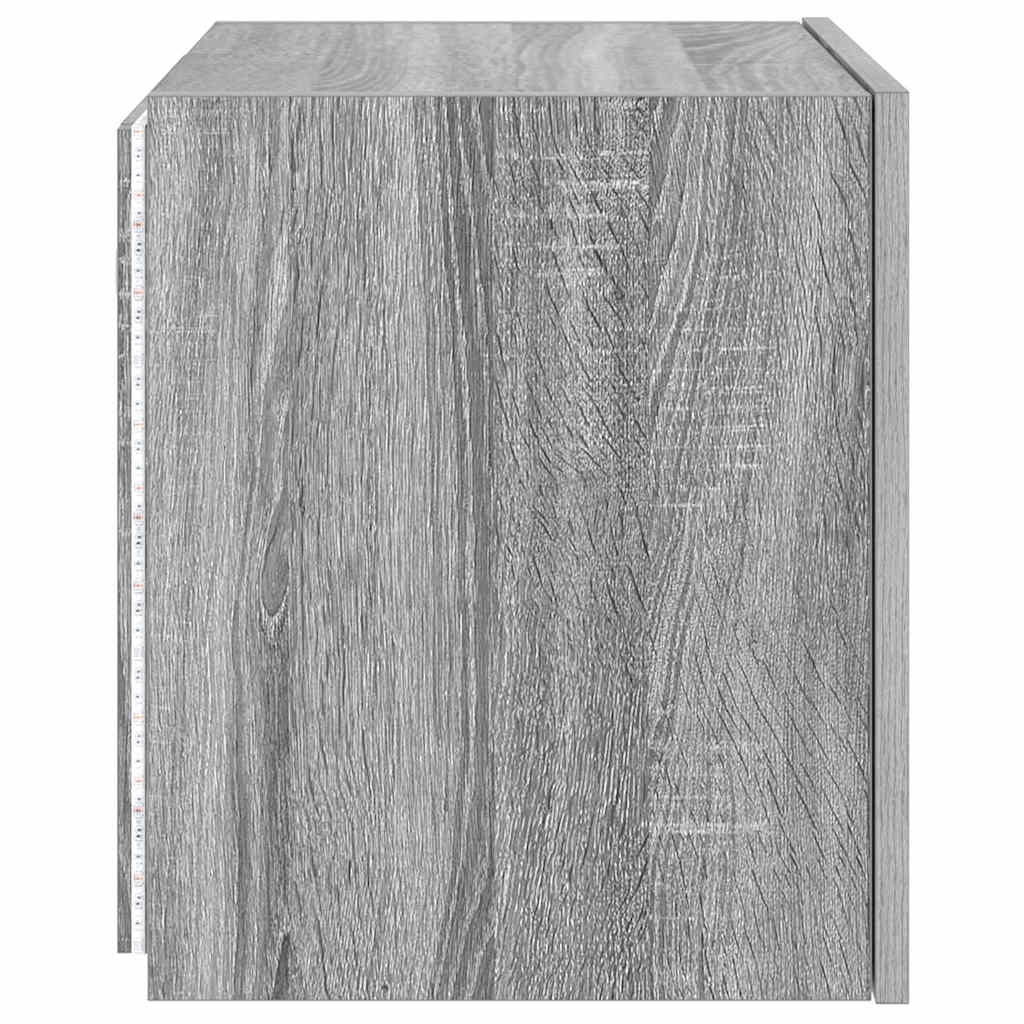 vidaXL Ścienna szafka TV z LED, szary dąb sonoma, 40,5x35x40 cm