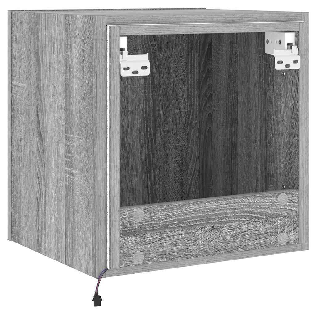 vidaXL Ścienna szafka TV z LED, szary dąb sonoma, 40,5x35x40 cm