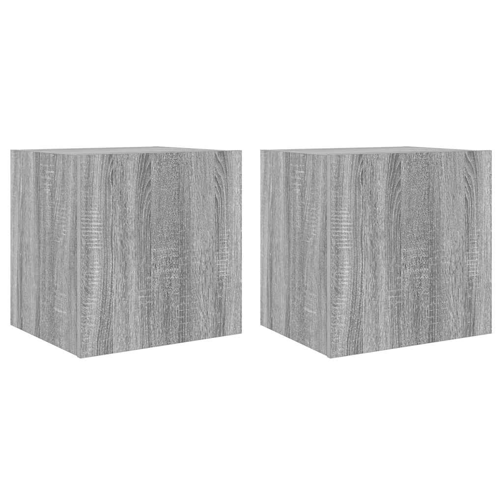 vidaXL Ścienne szafki TV z LED, 2 szt., szary dąb sonoma, 40,5x35x40cm