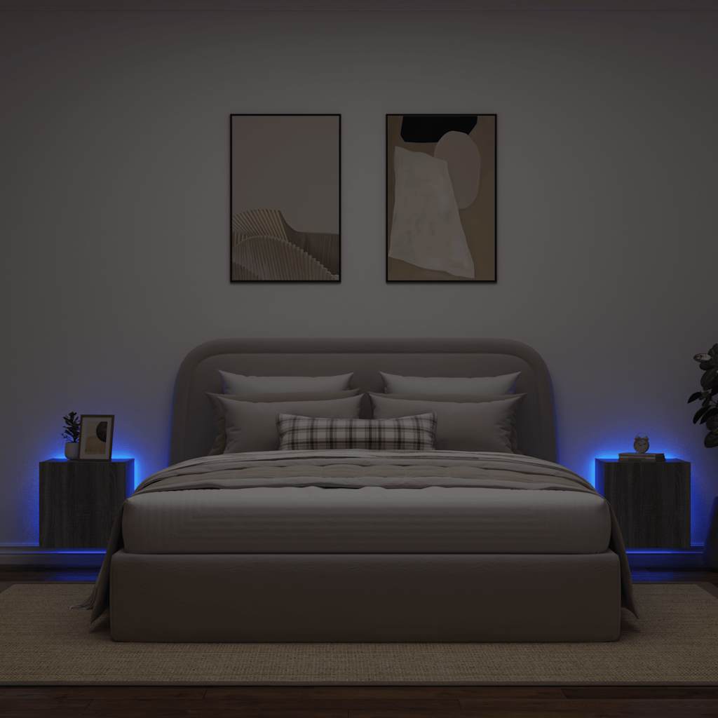 vidaXL Ścienne szafki TV z LED, 2 szt., szary dąb sonoma, 40,5x35x40cm