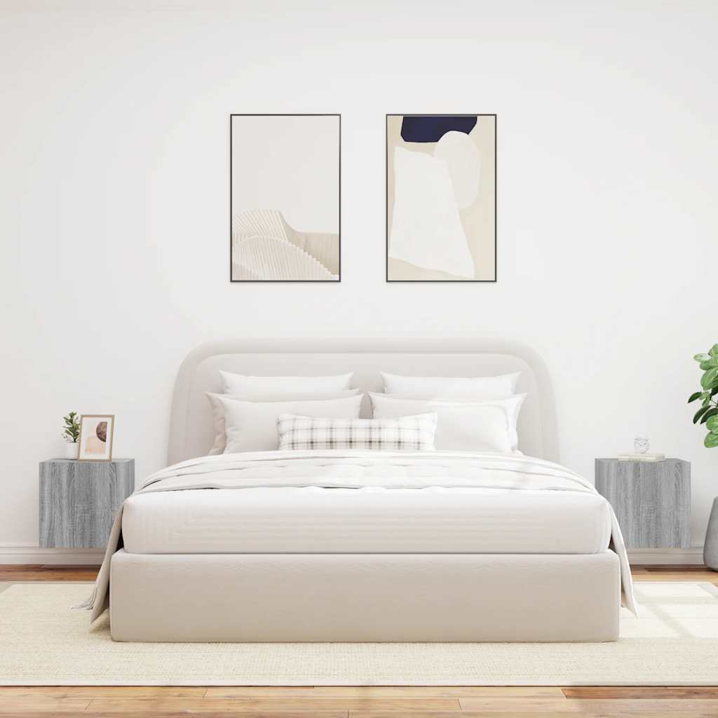 vidaXL Ścienne szafki TV z LED, 2 szt., szary dąb sonoma, 40,5x35x40cm