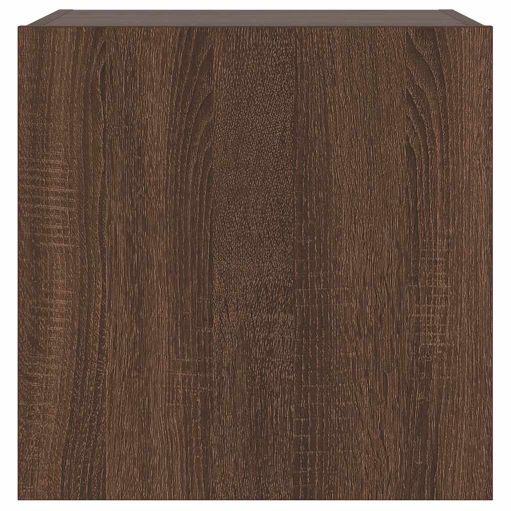 vidaXL Ścienna szafka TV z LED, brązowy dąb, 40,5x35x40 cm