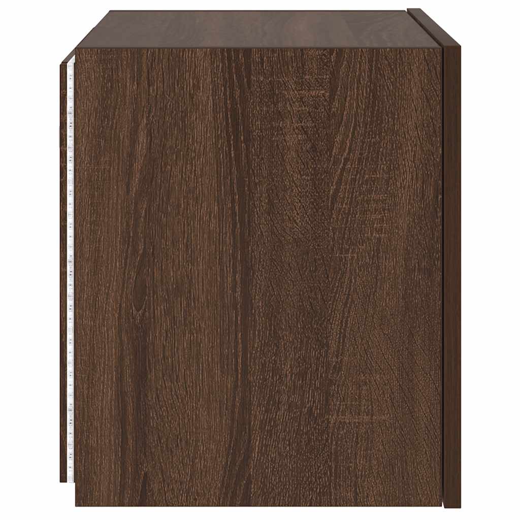 vidaXL Ścienna szafka TV z LED, brązowy dąb, 40,5x35x40 cm