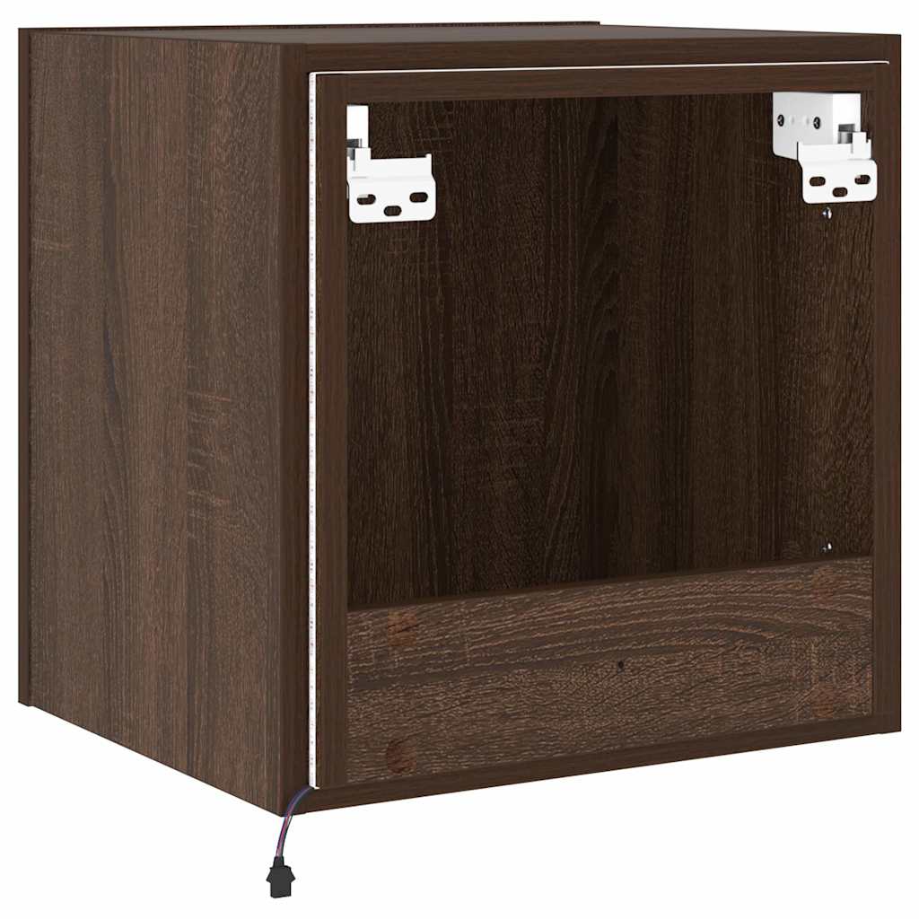 vidaXL Ścienna szafka TV z LED, brązowy dąb, 40,5x35x40 cm