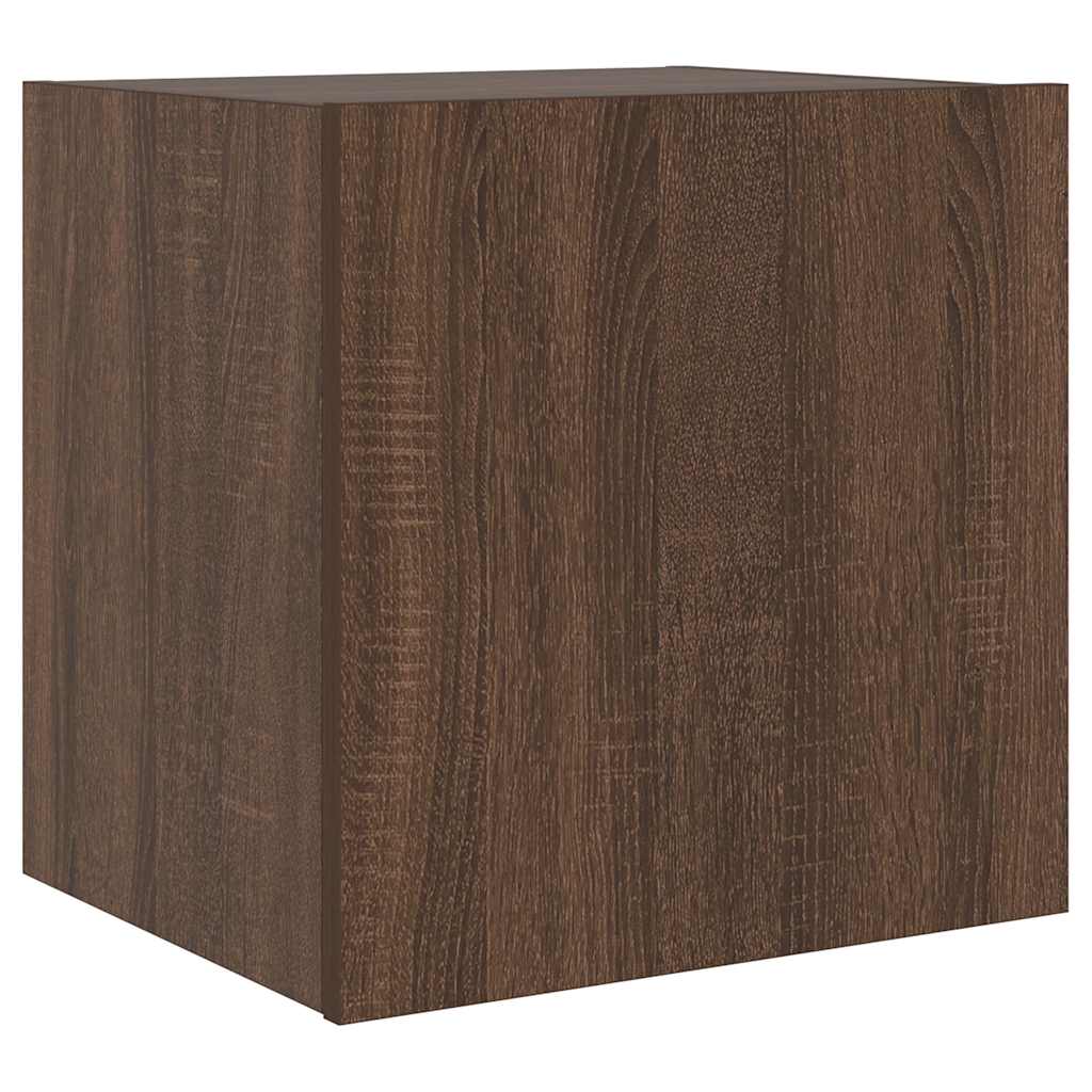vidaXL Ścienne szafki TV z LED, 2 szt., brązowy dąb, 40,5x35x40 cm