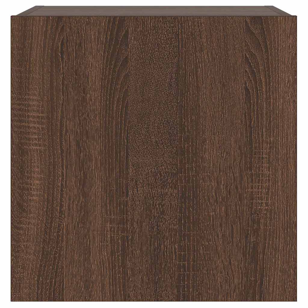 vidaXL Ścienne szafki TV z LED, 2 szt., brązowy dąb, 40,5x35x40 cm