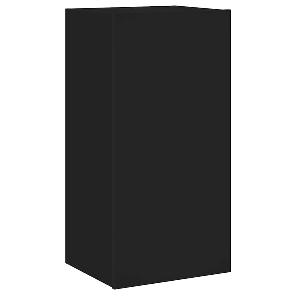 vidaXL Ścienna szafka TV z LED, czarna, 40,5x35x80 cm