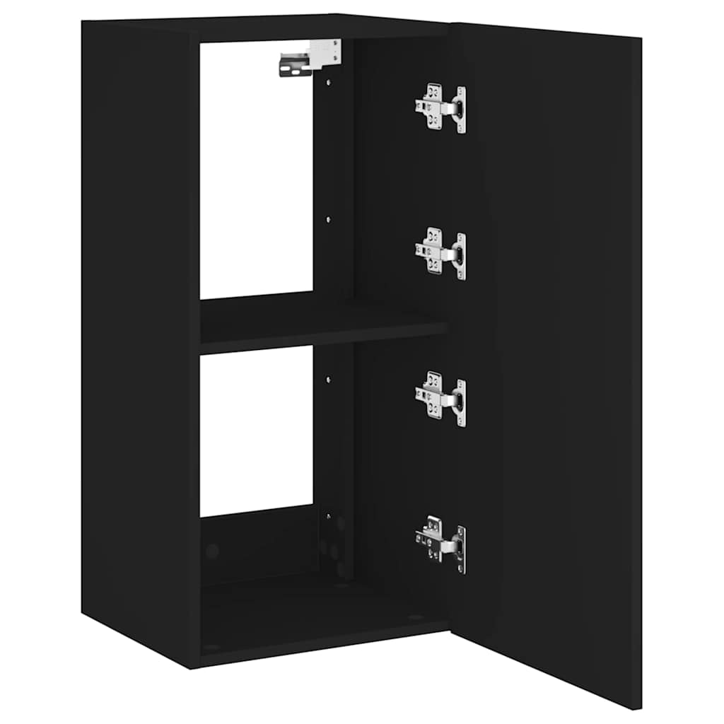 vidaXL Ścienna szafka TV z LED, czarna, 40,5x35x80 cm