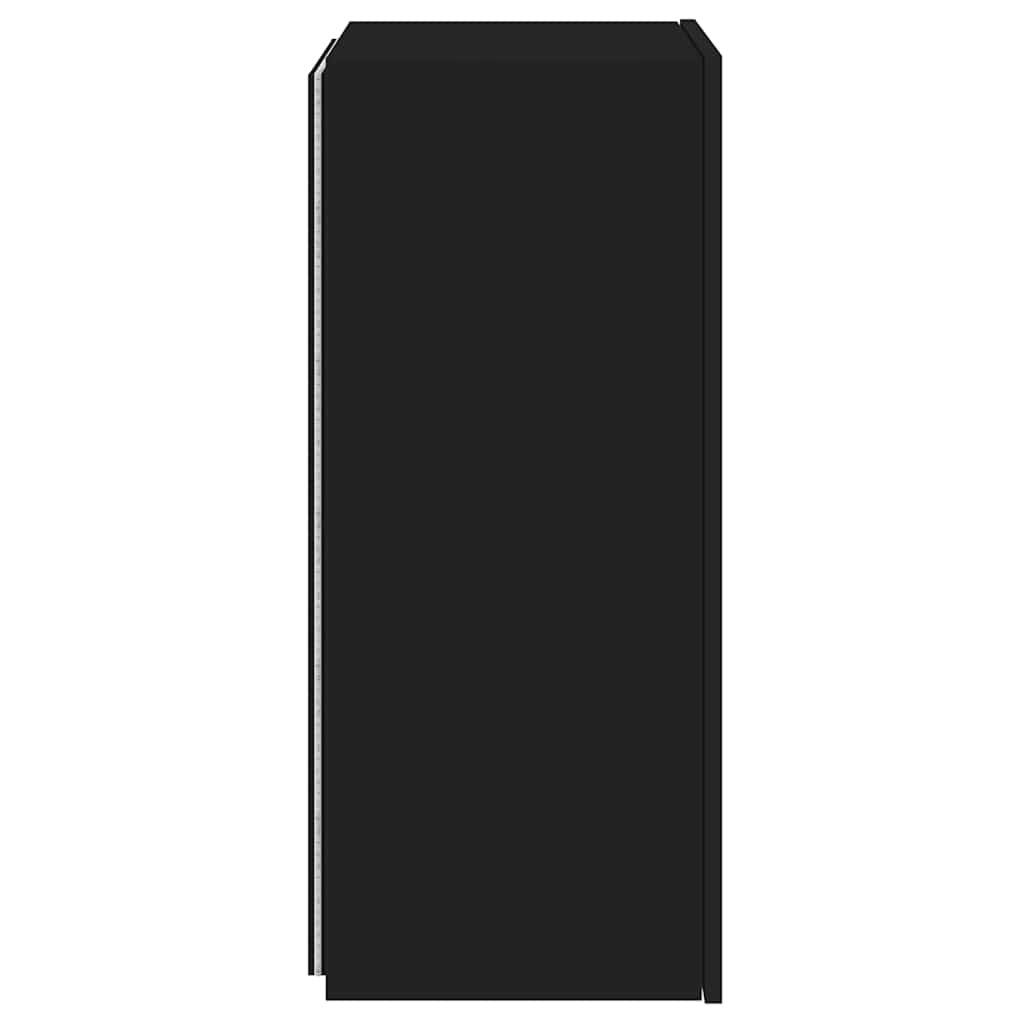 vidaXL Ścienna szafka TV z LED, czarna, 40,5x35x80 cm