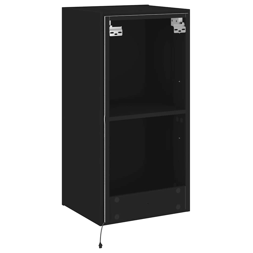 vidaXL Ścienna szafka TV z LED, czarna, 40,5x35x80 cm