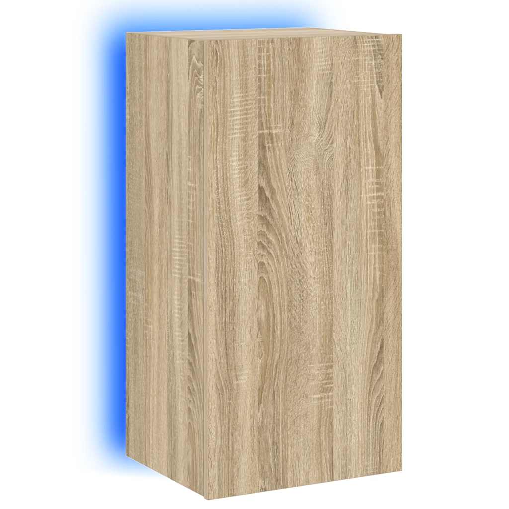 vidaXL Ścienna szafka TV z LED, dąb sonoma, 40,5x35x80 cm