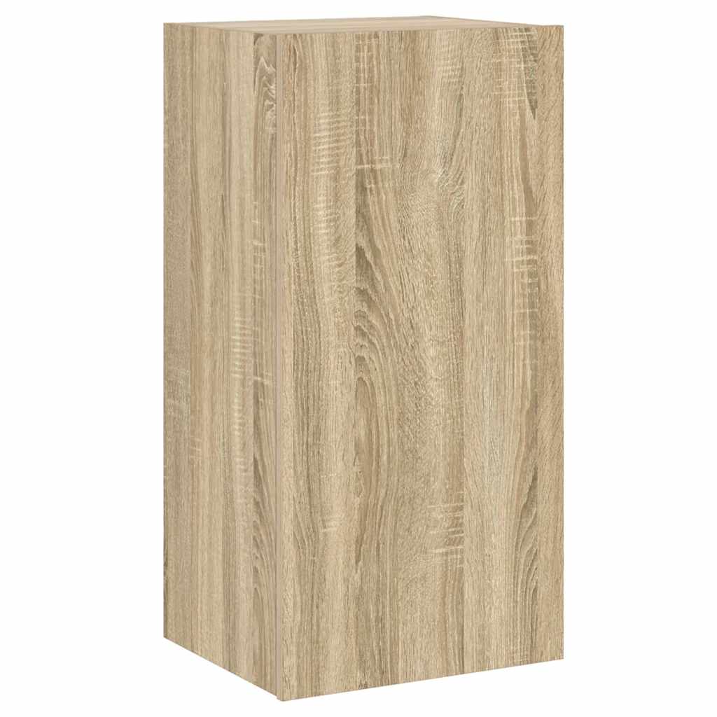 vidaXL Ścienna szafka TV z LED, dąb sonoma, 40,5x35x80 cm
