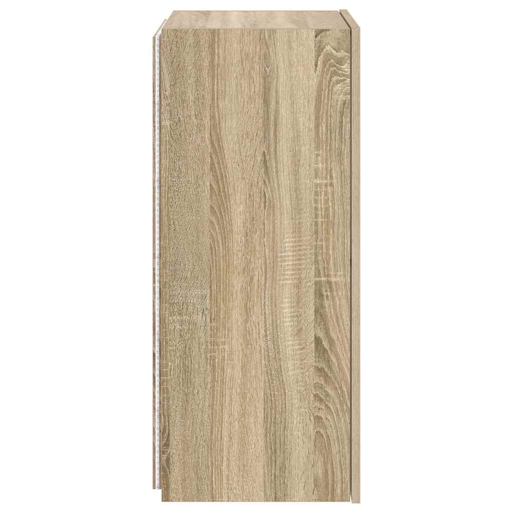 vidaXL Ścienna szafka TV z LED, dąb sonoma, 40,5x35x80 cm