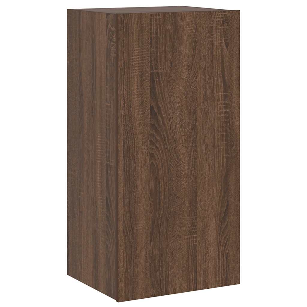 vidaXL Ścienna szafka TV z LED, brązowy dąb, 40,5x35x80 cm