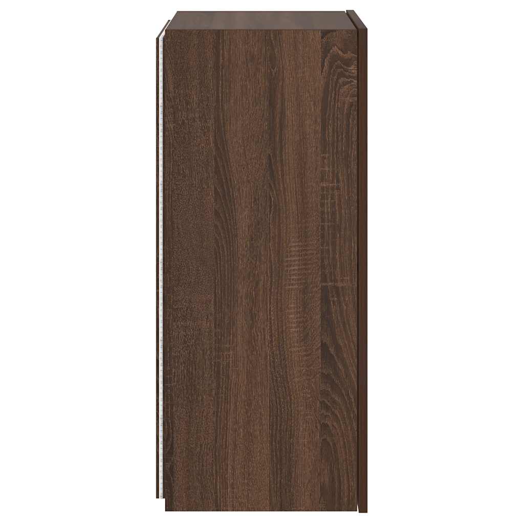 vidaXL Ścienna szafka TV z LED, brązowy dąb, 40,5x35x80 cm