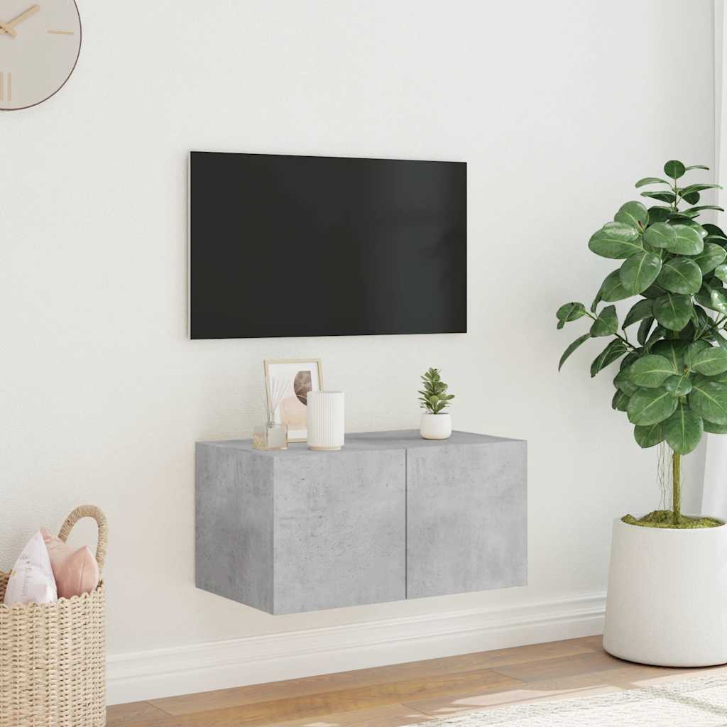 vidaXL Ścienna szafka TV z LED, szarość betonu, 60x35x31 cm