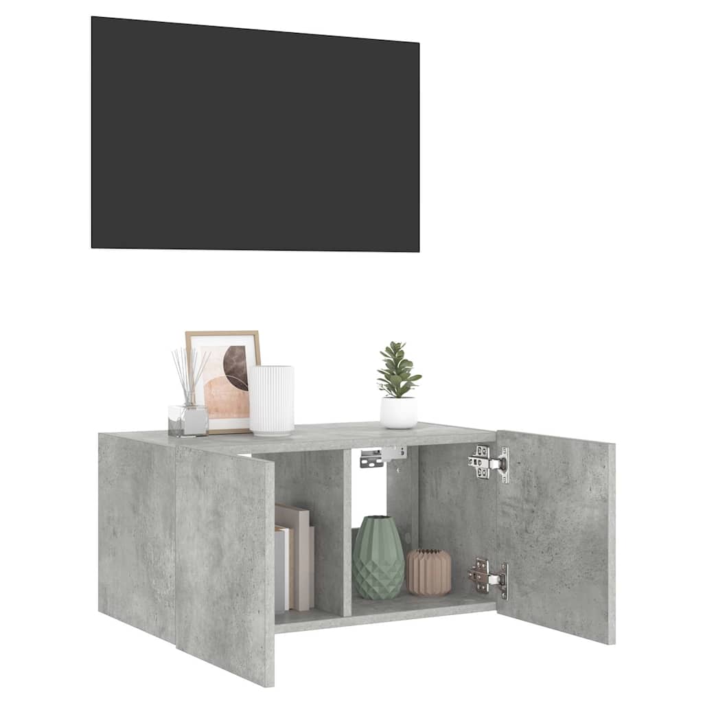 vidaXL Ścienna szafka TV z LED, szarość betonu, 60x35x31 cm