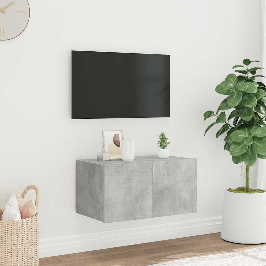 vidaXL Ścienna szafka TV z LED, szarość betonu, 60x35x31 cm