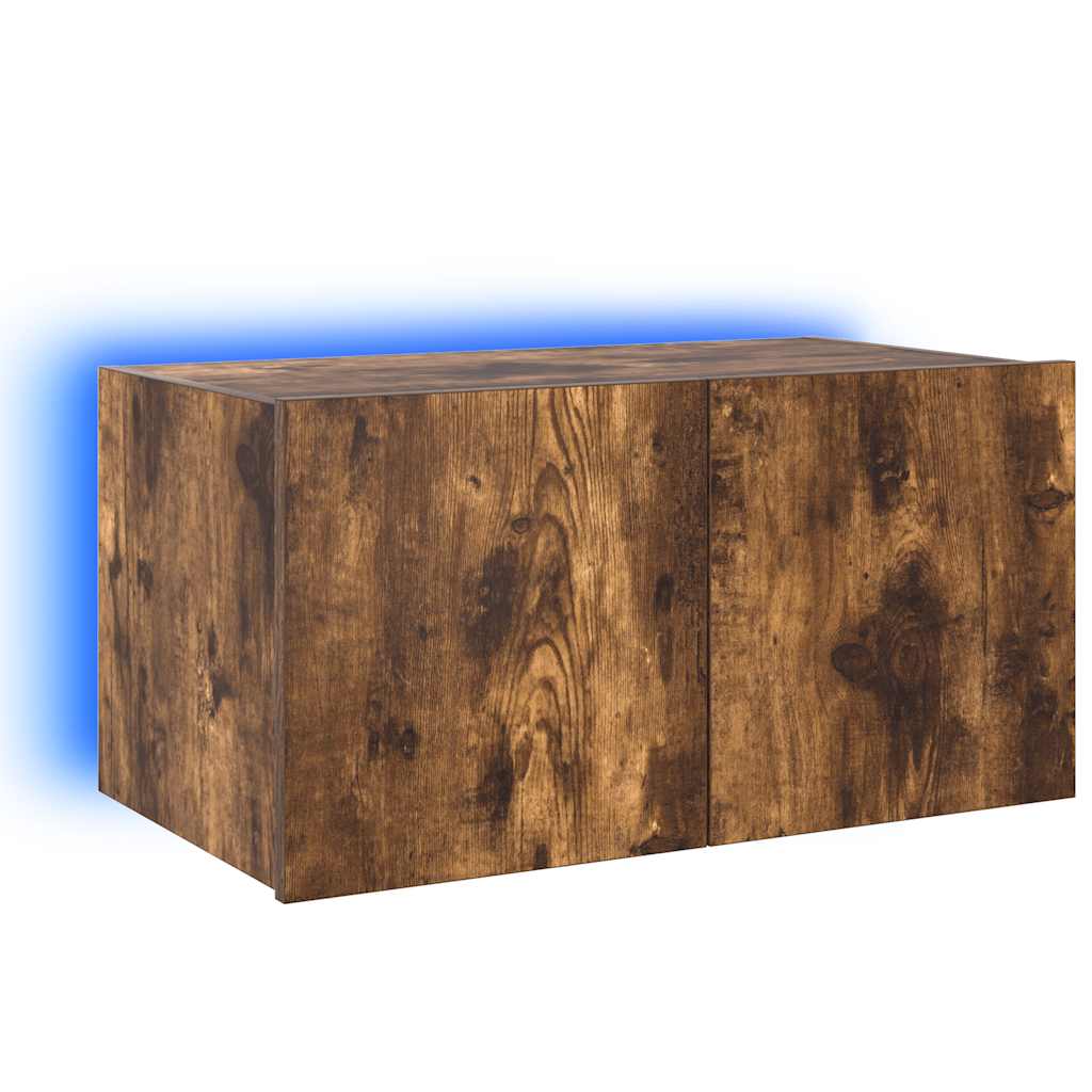 vidaXL Ścienna szafka TV z LED, przydymiony dąb, 60x35x31 cm